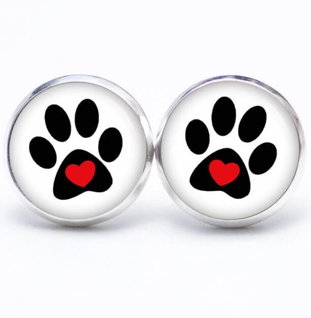 Ohrstecker Ohrringe Ohrclipse Hundepfote Hund Herz - Verschiedene Größen Geschenkidee Just Trisha von JustTrisha
