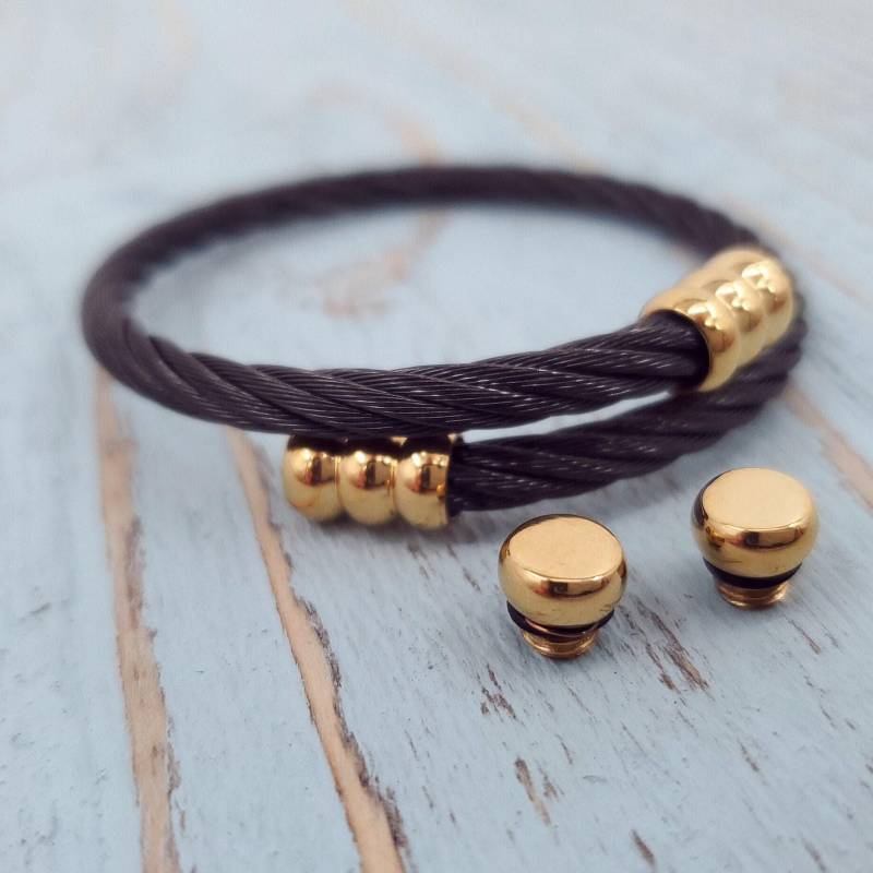 Armband-Urne Für Männer Gold Und Schwarz Edelstahl Feuerbestattung Schmuck Mit Benutzerdefinierter Gravur - Haustier-Denkmal von JustVial