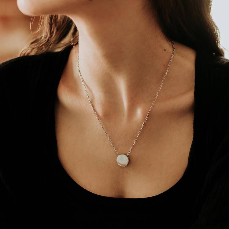 Edelstahl Kreis Urne Halskette Moderner Erinnerungsschmuck - Individuelle Gravur Fingerabdruck, Handschrift, Hund Katze Haustier Nase Oder von JustVial