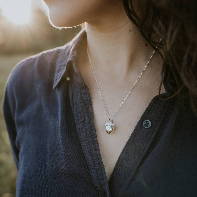 Eichel Urne Halskette Aus 925Er Silber Gedenkstätte Aschekapsel von JustVial