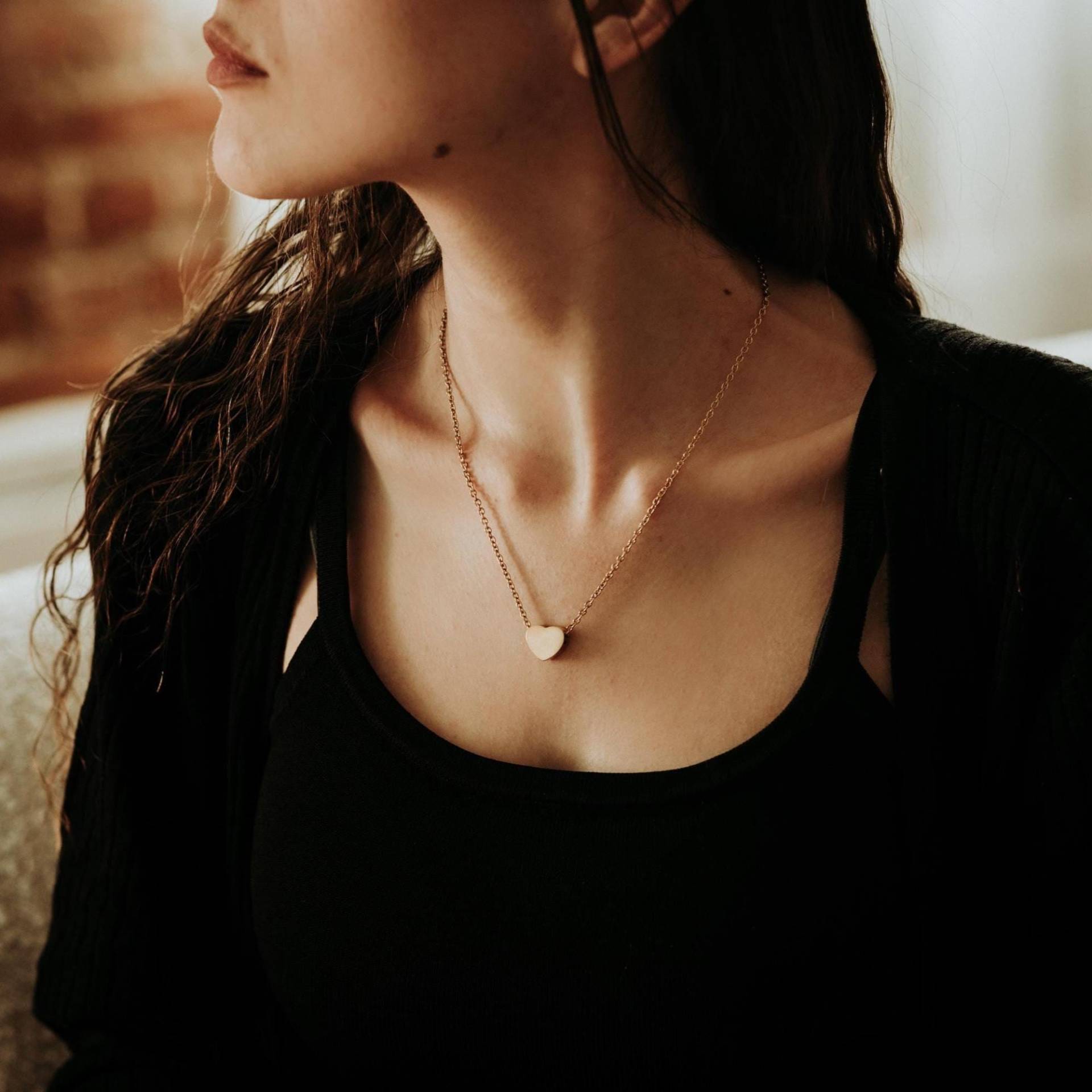 Gold Herz Urne Halskette Sterling Silber Andenken, Benutzerdefinierte Gravur - Haustier von JustVial