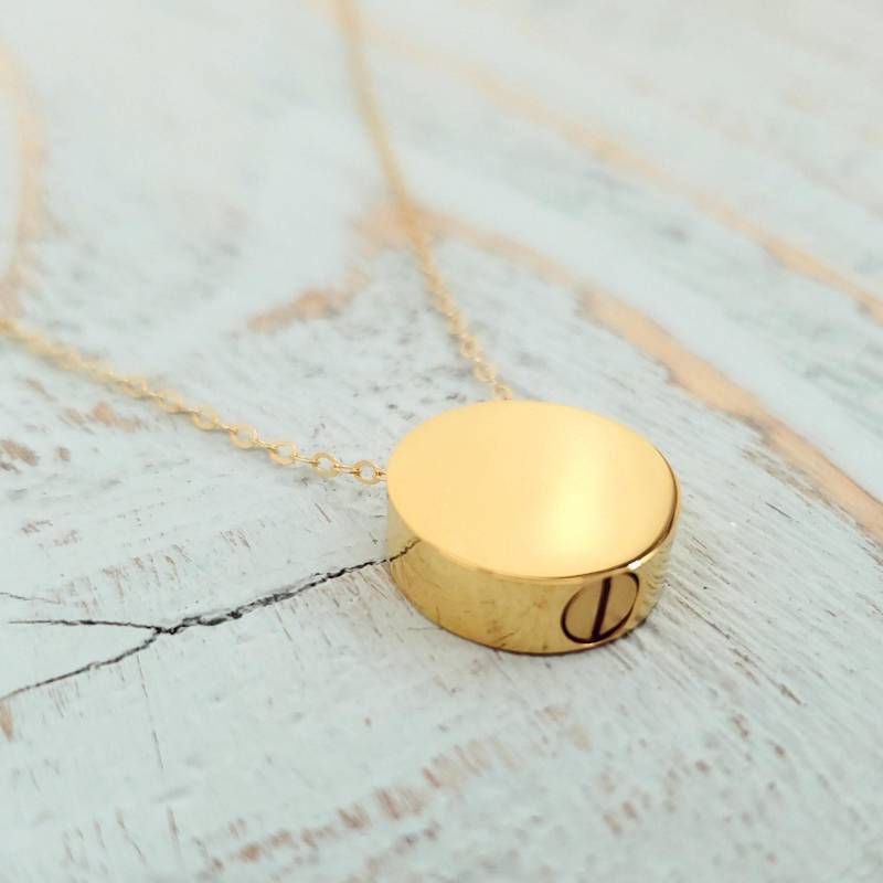 Gold Urne Mit Feuerbestattung Edelstahlkreis-Denkmal - Benutzerdefinierte Gravur Fingerabdruck, Handschrift, Hund Katze Haustier Nase Oder von JustVial