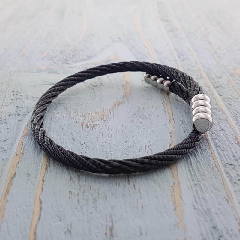 Herren Geflochtenes Urnenarmband Aus Schwarzem Stahl Personalisiertes Erinnerungsstück von JustVial