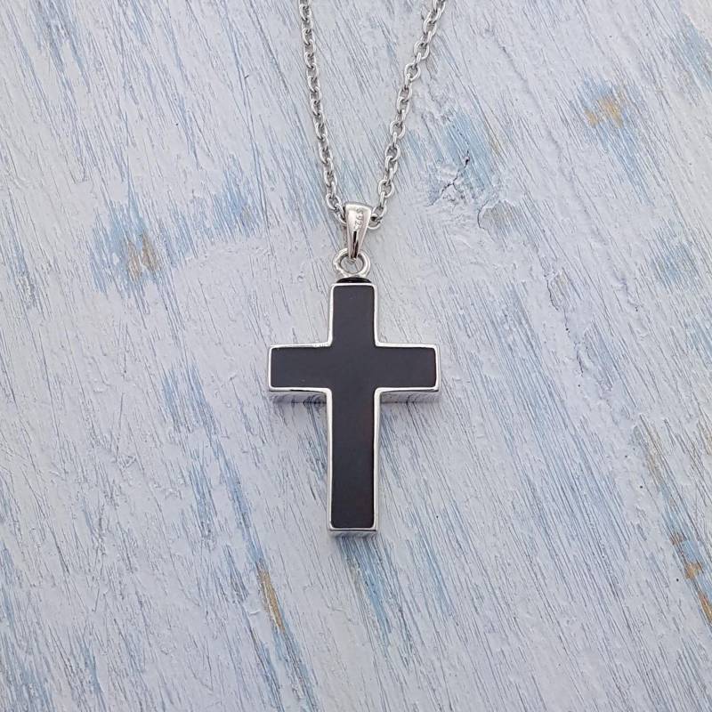 Kreuz Urne Anhänger Halskette 925 Sterling Silber Benutzerdefinierte Gravur - Haustier-Denkmal von JustVial