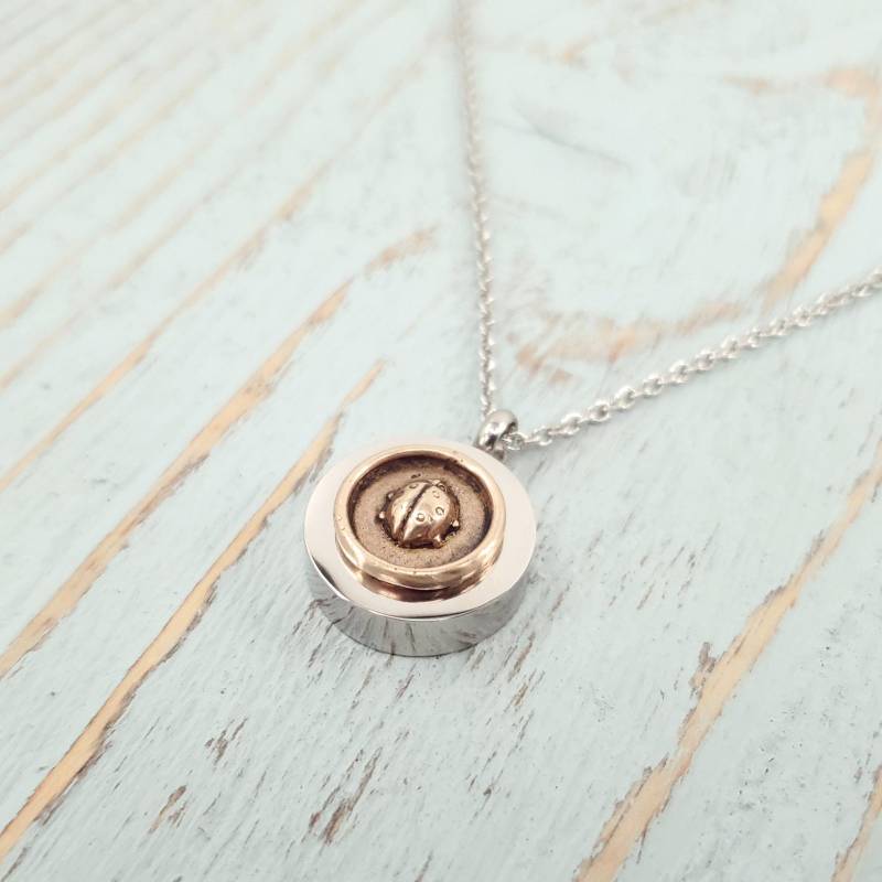 Marienkäfer Urne Halskette Bronze & Edelstahl-Denkmal, Individuelle Gravur von JustVial