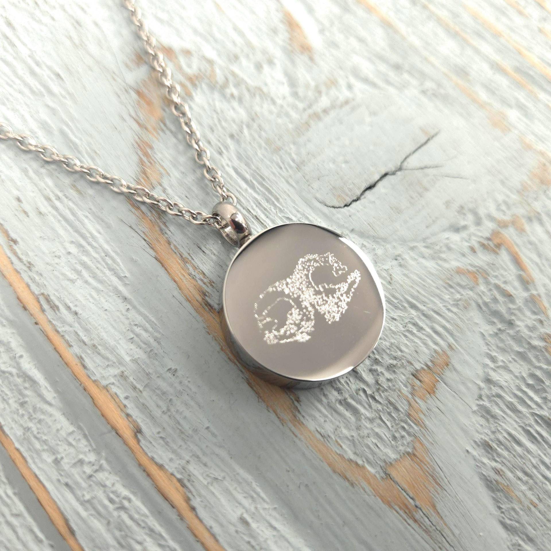 Personalisierte Hund Nase Print Urne Halskette Gravur Haustier Erinnerung Anhänger von JustVial