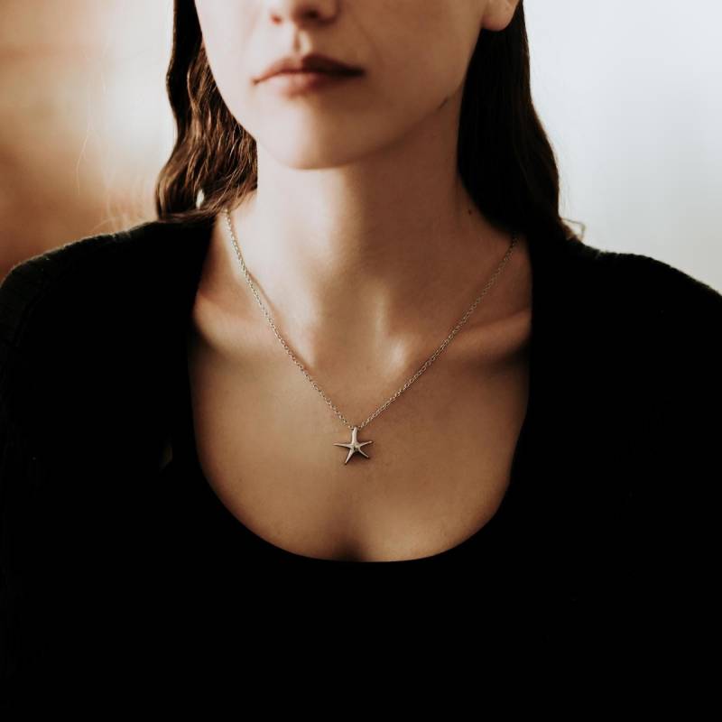 Silber Seestern Urne Halskette Edelstahl-Denkmal Anhänger - Haustier-Denkmal von JustVial