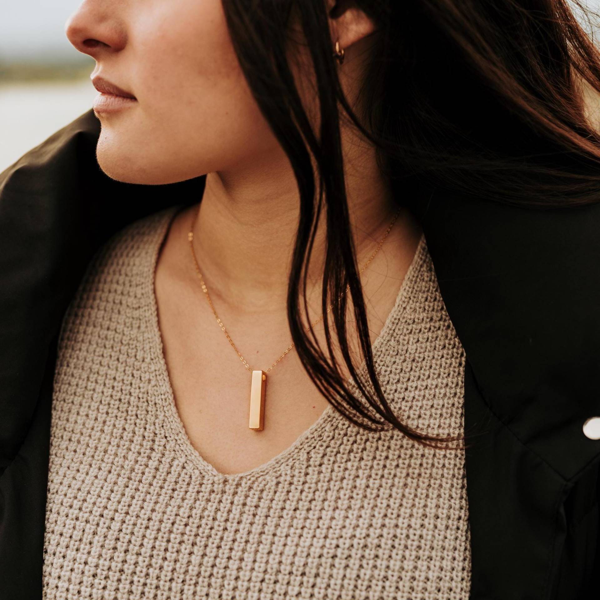 Urne Bar Anhänger Halskette Roségold 925 Sterlingsilber-Schmuck Mit Personalisierter Benutzerdefinierter Gravur Haustier-Denkmal von JustVial