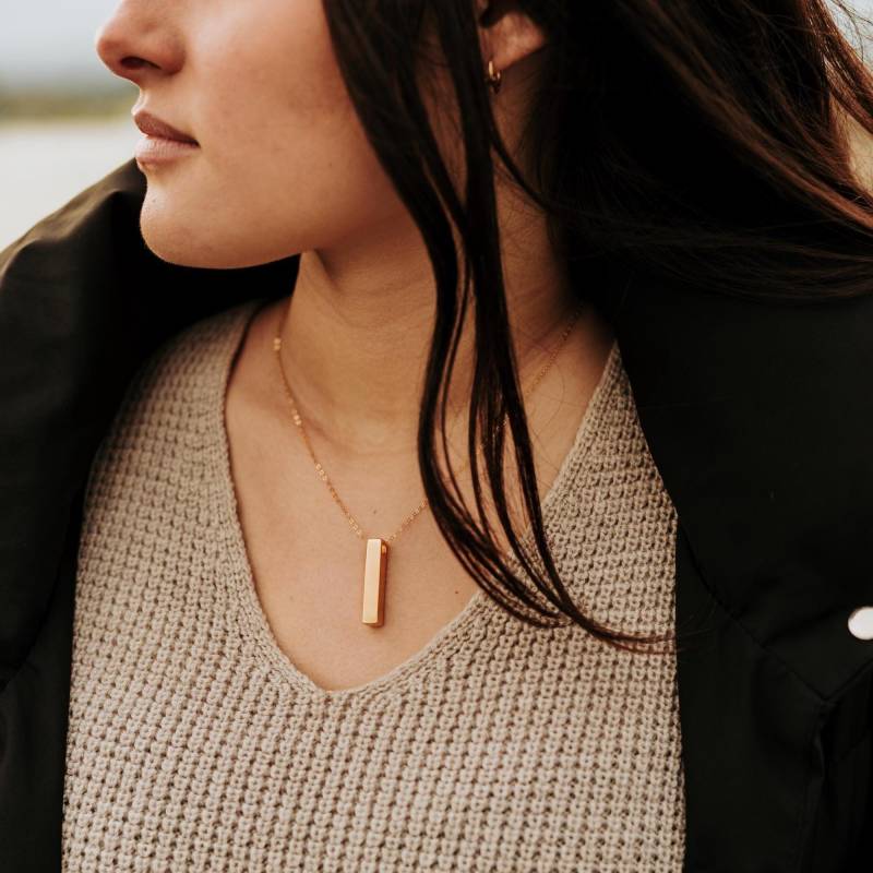 Urne Bar Anhänger Halskette Roségold 925 Sterlingsilber-Schmuck Mit Personalisierter Benutzerdefinierter Gravur Haustier-Denkmal von JustVial