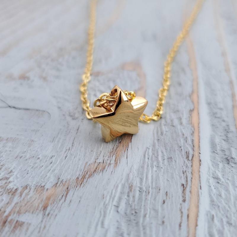 Winziger Goldstern Urnenhalskette Edelstahl-Denkmal-Anhänger, Individuelle Gravur - Haustier-Denkmal von JustVial