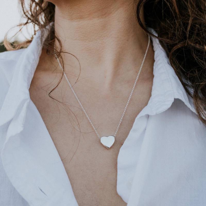 sterling Silber Kleine Herz Urne Halskette Einäscherung Asche Anhänger, Individuelle Gravur - Haustier-Denkmal von JustVial