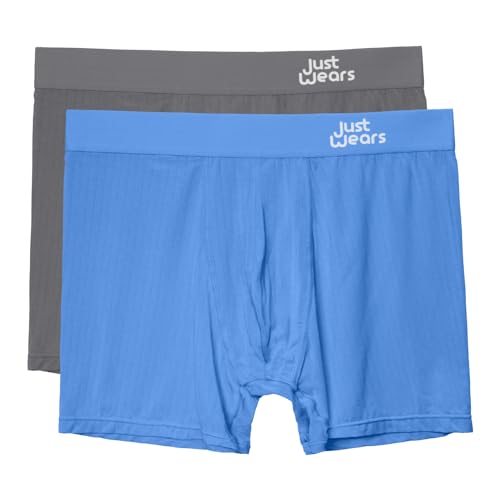 JustWears Boxer Briefs - Pack of 2 | Anti Chafing No Ride Up Organic Underwear for Men | Perfect for Everyday Wear or Sports Like Walking Cycling & Running, XXL, Blue & Grey JustWears Boxer Briefs - Pack of 2 | Anti Chafing No Ride Up Organic Underwear for Men | Perfect for Everyday Wear or Sports Like Walking Cycling & Running, XXL, Blue & Grey von JustWears