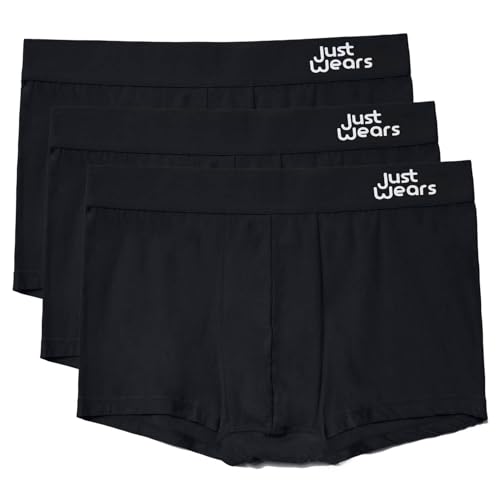 JustWears Hipster Boxershorts 3er-Pack - Nicht reibend, kein Hochrutschen, Bio-Unterwäsche für Männer I Perfekt für den Alltag oder für Sport wie Radfahren, Laufen & Wandern von JustWears