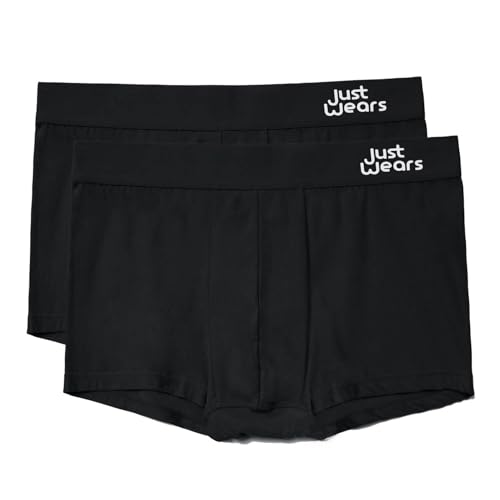 JustWears Trunks Herren Micromodal Air Unterwäsche, 1 Paar Active mit Tasche & 1 Paar Pro ohne Beutel, Schwarz (X-Large) von JustWears