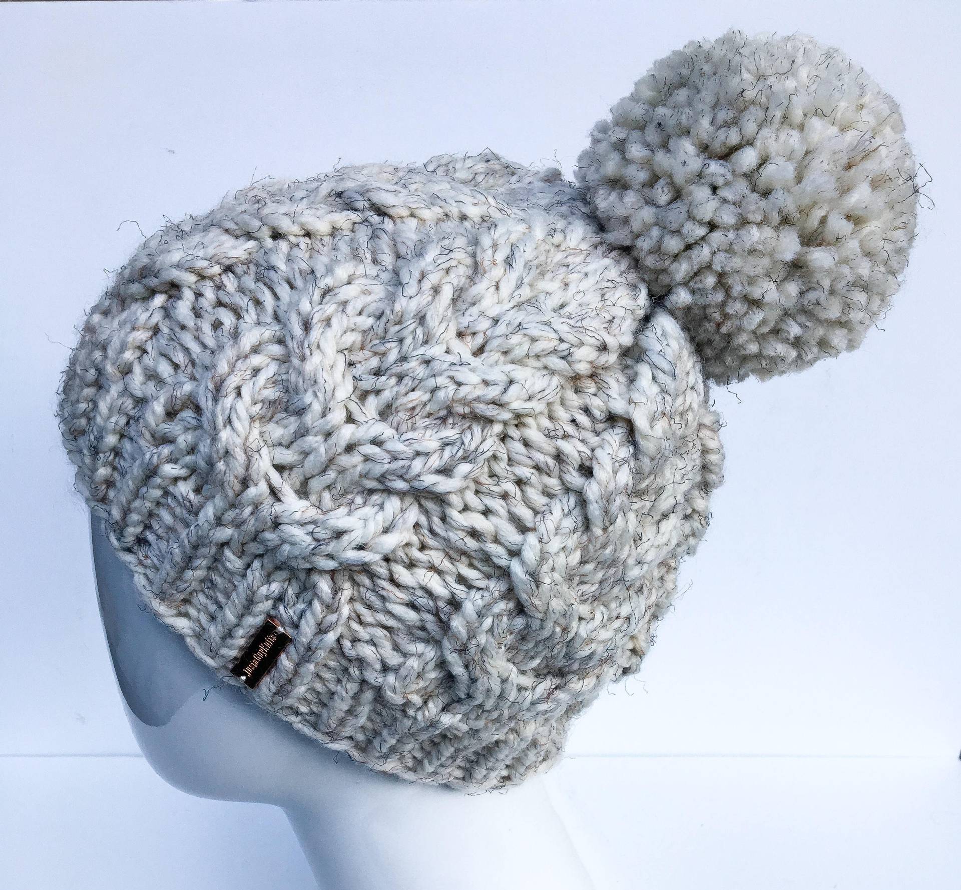 Grobstrick Zopfmuster Mütze Lambswool Blend Slouchy Winter Beanie von JustaGuyKnits