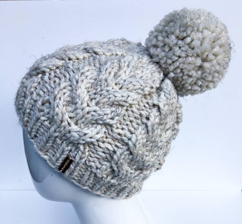 Grobstrick Zopfmuster Mütze Lambswool Blend Slouchy Winter Beanie von JustaGuyKnits