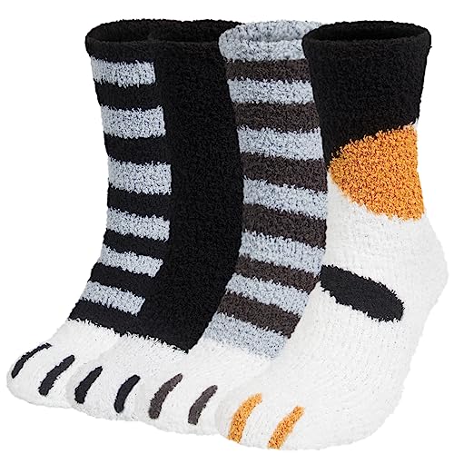 Justay Comf 4 Paar Kuschelsocken Herren Bettsocken Kuschel Flauschig Weiche Socken Haussocken Warme Dicke Business Herren Socken 42-47(EU) Einheitsgröße B-Gelb Weiss von Justay Comf