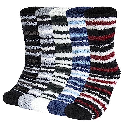 Justay Comf 5 Paar Kuschelsocken Herren Bettsocken Kuschel Flauschig Weiche Socken Haussocken Warme Dicke Business Herren Socken,Color Mixing3, Einer Größe von Justay Comf