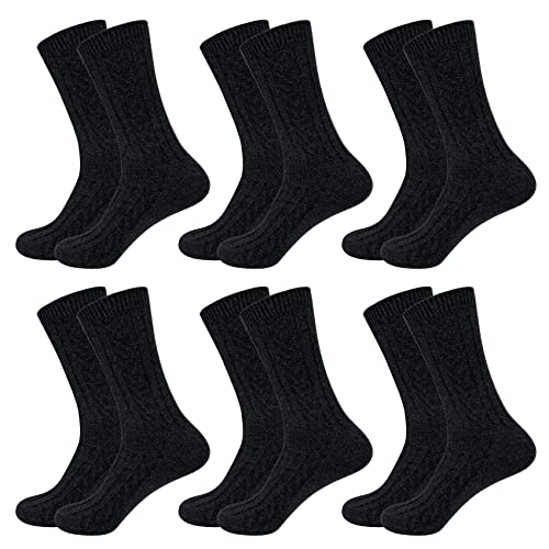 Justay Comf 6 Paar Winter Merino Socken Herren Warme Dicke Wollsocken Stricksocken Thermosocken Atmungsaktive Socken EU 38-46 von Justay Comf