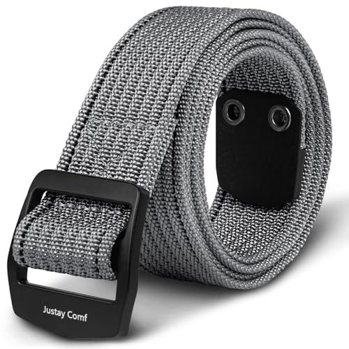 Justay Comf Herren Gürtel Metall Schnalle Nylon Atmungsaktiver Canvas Gürtel Verstellbar Länge 125 cm, Breite 3,8 cm Geschenk für Herren von Justay Comf