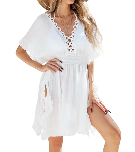 Justay Comf Sommerkleid Strandkleid V-Ausschnitt Strandmode Bikini Cover Up Strandkleider Damen Mode Strandponcho von Justay Comf