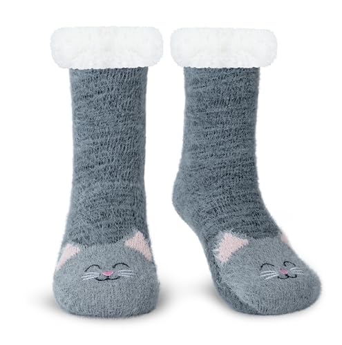 Justay Sowarm Damen Kuschelsocken Hüttensocken Damen Stoppersocken Flauschige Socken Frauen Warme Wintersocken Rutschfeste Innenhausboden-Pantoffelsocken von Justay Sowarm