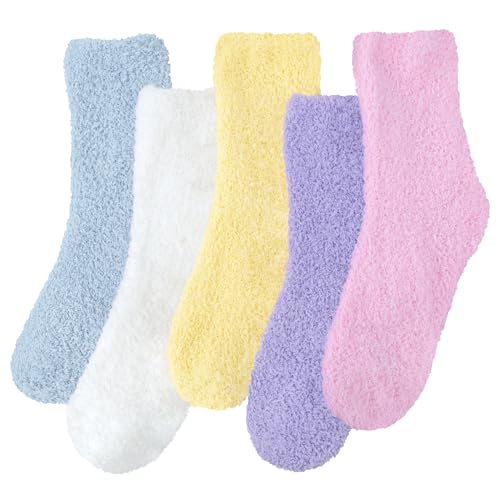 Justay Sowarm Damen Kuschelsocken Winter Flauschige Socken Korallenfleece Plüschsocken Haussocken Warme Bettsocken Geschenke Socken Wichtelgeschenke Für Frauen, Multipack von Justay Sowarm