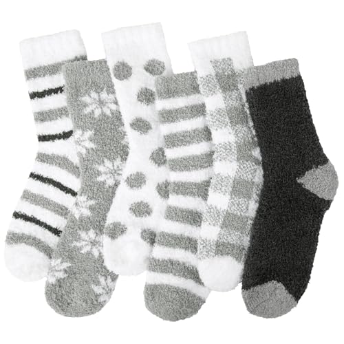 Justay Sowarm Kuschelsocken Damen Flauschige Bettsocken Weihnachten Damensocken 10 Paars Dicke Warme Plüschsocken Weiche Thermosocken Haussocken Flauschsocken in Winter von Justay Sowarm
