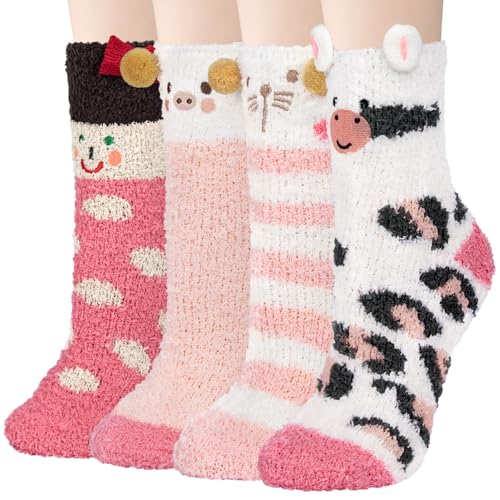 Justay Sowarm Kuschelsocken Damen Flauschige Socken Wintersocken Kuschelsocken 39-42 Haussocken Warme Bettsocken Korallenfleece Plüschsocken Geschenke Socken Wichtelgeschenke Für Frauen von Justay Sowarm