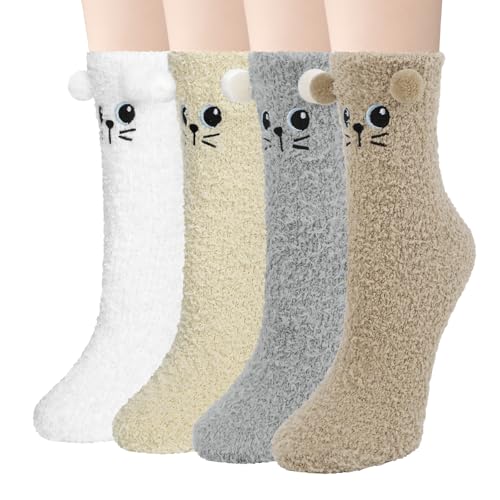 Justay Sowarm Kuschelsocken Damen Flauschige Socken Wintersocken Kuschelsocken Warme Bettsocken Haussocken Korallenfleece Plüschsocken Geschenke Socken Wichtelgeschenke Für Frauen 39-42 von Justay Sowarm
