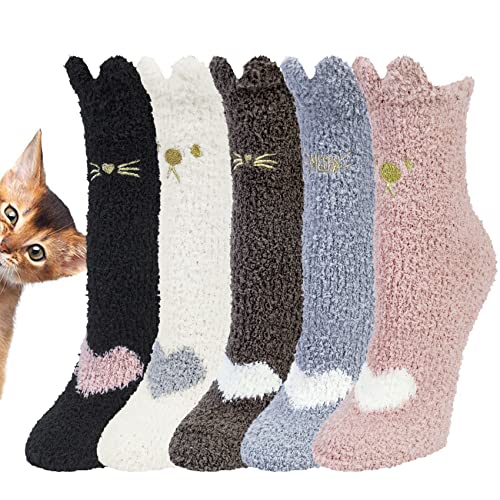 Justay Sowarm Kuschelsocken Damen Flauschige Wintersocken Thermosocken Mädchen Dicke Gemütliche Socken Warme Socken Haussocken Tierbettsocken Weihnachtssocken Mehrfarbig von Justay Sowarm