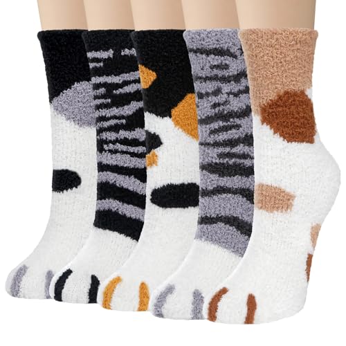 Justay Sowarm Kuschelsocken Damen Flauschige Wintersocken Thermosocken Mädchen Dicke Gemütliche Socken Warme Socken Haussocken Tierbettsocken Weihnachtssocken Mehrfarbig von Justay Sowarm