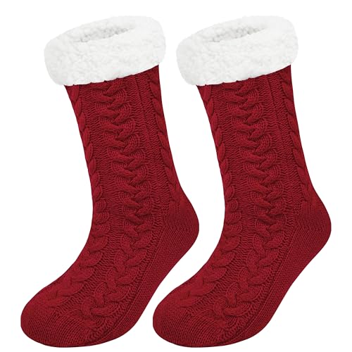 Justay Sowarm Kuschelsocken Damen Hüttensocken Stoppersocken Damen Flauschige Socken Frauen Warme Socken Rutschsichere Dicke Socken Weihnachtssocken von Justay Sowarm