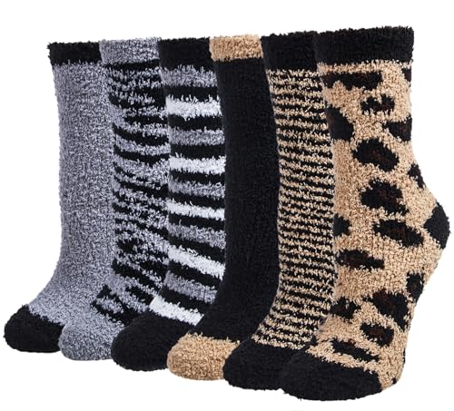 Justay Sowarm Kuschelsocken Damen Flauschige Bettsocken Weihnachten Damensocken 7 Paars Dicke Warme Plüschsocken Weiche Thermosocken Haussocken Flauschsocken in Winter von Justay Sowarm