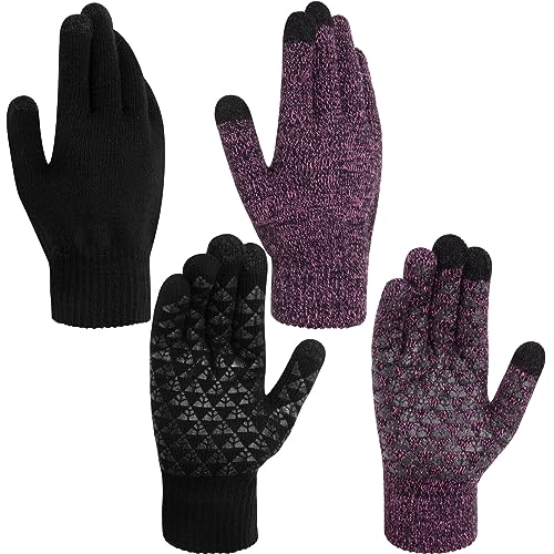 Winterhandschuhe Herren Damen Touchscreen Anti-Rutsch gestrickte Handschuhe warme Winddichte Reithandschuhe für den Winter Draussen Sport 2 Paar von Justay Sowarm