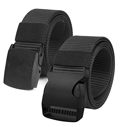 Justay 2er Herren Taktischer Gürtel, Schwerlast Militär Canvas Belt, stufenlos verstellbarer Stoffgürtel, Schnellverschluss Metallschnalle Kunststoff Klappschnalle MEHRWEG von Justay