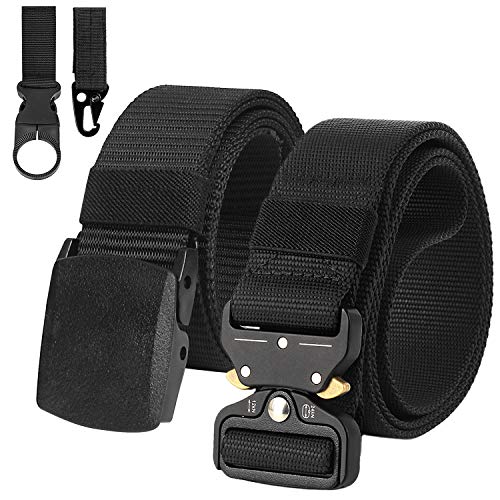 Justay 2er Herren Taktischer Gürtel, Schwerlast Militär Canvas Belt, stufenlos verstellbarer Stoffgürtel, Schnellverschluss Metallschnalle Kunststoff Klappschnalle MEHRWEG von Justay