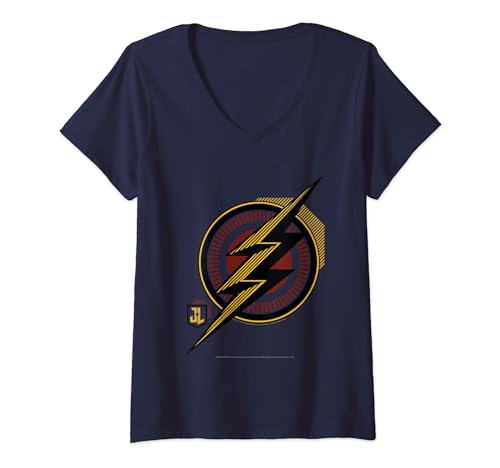 Damen Justice League Movie Flash Logo T-Shirt mit V-Ausschnitt Damen Justice League Movie Flash Logo T-Shirt mit V-Ausschnitt von Justice League Movie