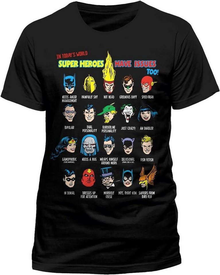 Justice League Print-Shirt Justice League T-Shirt Superhero Issues Schwarz S M L XL XXL von Justice League