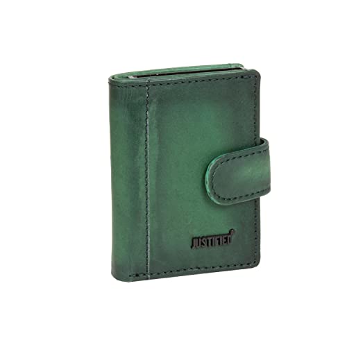 Justified Burned Leder Kreditkarte Holder Coinpocket + Box Dark Green von Justified