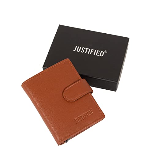 Justified Leather Nappa Credit case Holder + Backside Coin Cognac + Box von Justified