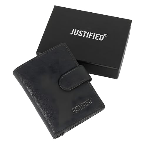 Justified Leather Nappa Credit case Holder + Backside Coin Black + Box von Justified
