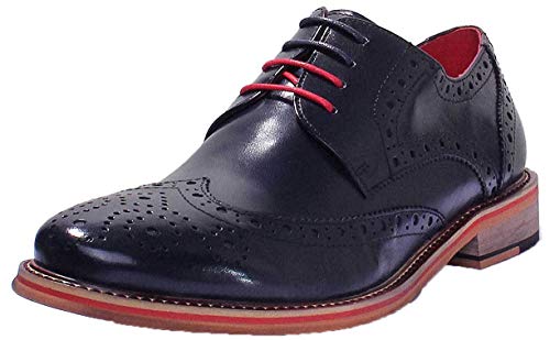 Justin Reece Lederschuhe mit Brogue-Detail, Blau - Navy - Größe: 48 EU von JUSTINREESS ENGLAND