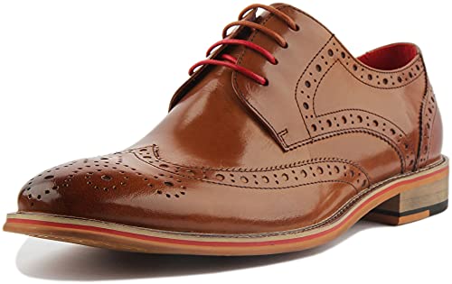 Justin Reece Lederschuhe mit Brogue-Detail, Braun - Braun - Größe: 41 EU von JUSTINREESS ENGLAND