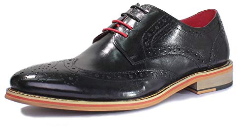 Justin Reece Lederschuhe mit Brogue-Detail, Schwarz - Schwarz - Größe: 41 EU von JUSTINREESS ENGLAND