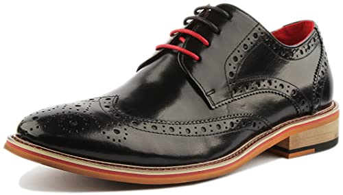 Justin Reece Lederschuhe mit Brogue-Detail, Schwarz - Schwarz - Größe: 42 2/3 EU von JUSTINREESS ENGLAND