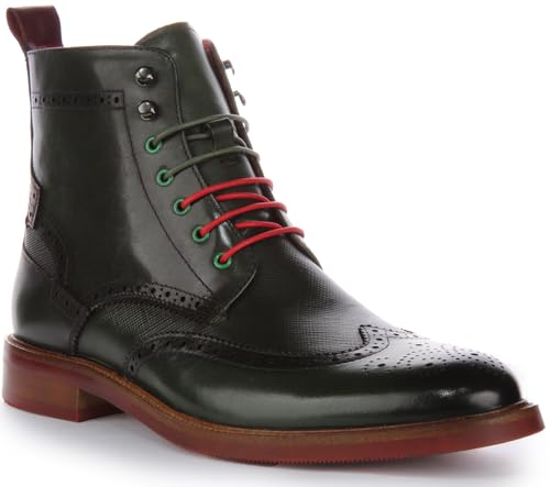 JUSTINREESS ENGLAND Cameron Herren Schnürstiefel Chelsea Brogue Boot Stiefeletten, grün, 42 1/3 EU von JUSTINREESS ENGLAND