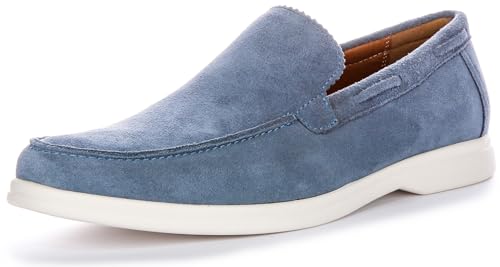 Justinreess England Charles Herren-Slipper aus Veloursleder, weiches Wildleder, lässiger und intelligenter Freizeit-Stil, blau, 46 EU von Justinreess England