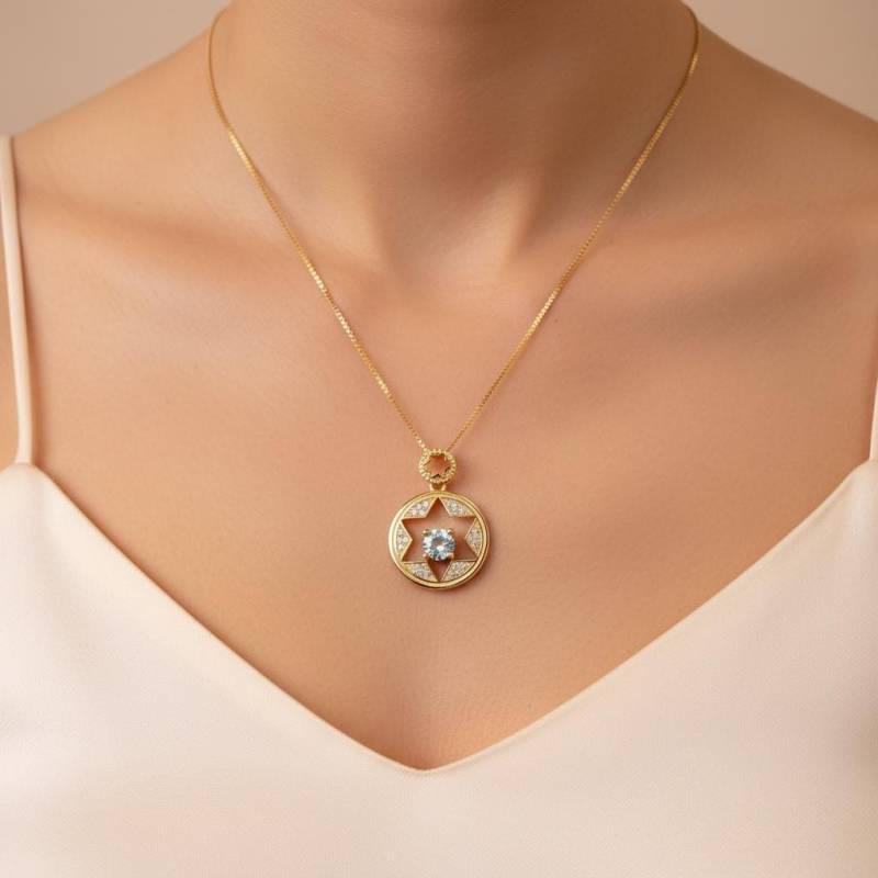 Aquamarin Stern Anhänger Münz Design Natürlicher Aquamarin Gold /Silber Auswahl Feine Halskette Geschenk Für Frauen Alltag & Elegant von JustringSJ