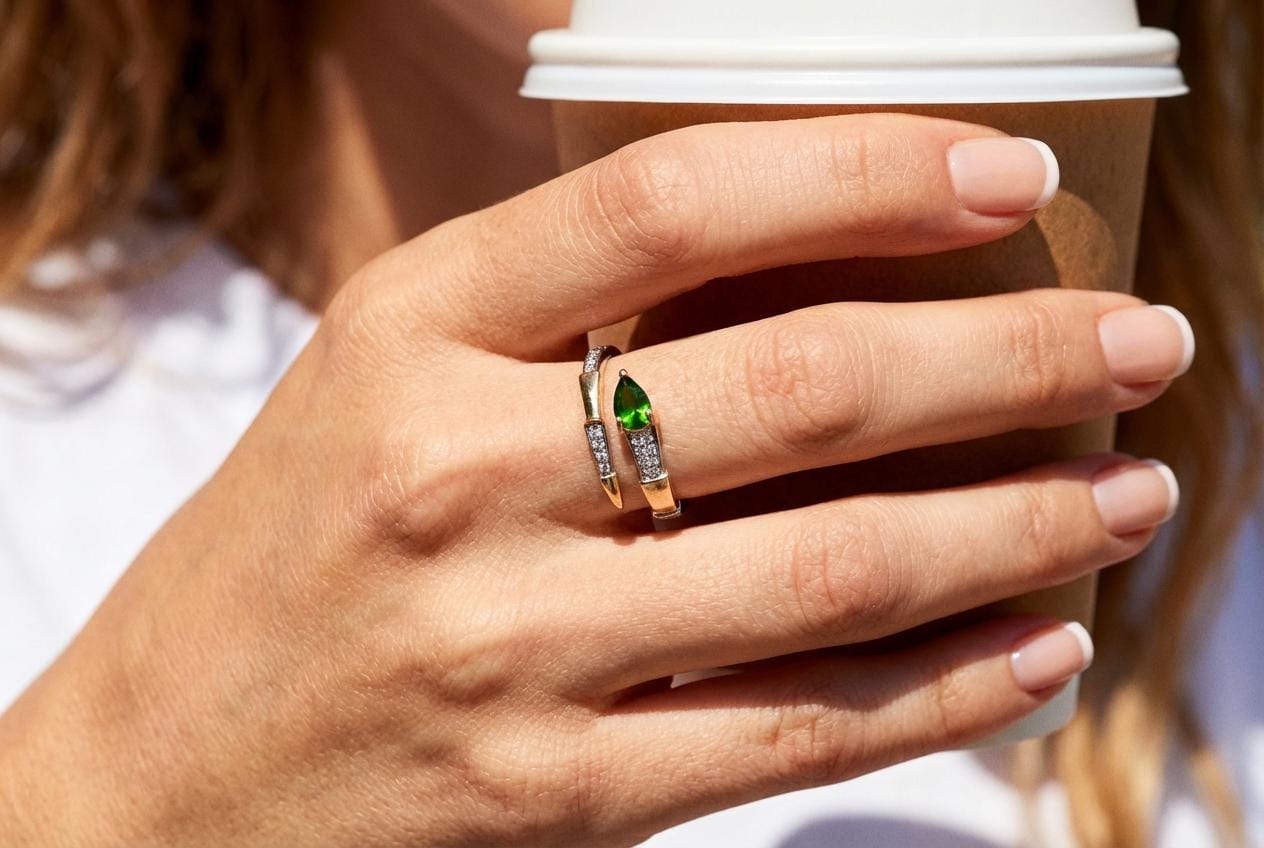 Diana Ring Natürlicher Diopsid 925Er Sterlingsilber Vergoldet Verstellbar Geschenk Für Frau Brautjungfer Geschenke von JustringSJ